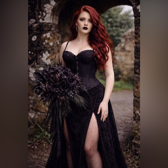 Torrid Nightfall Black Velvet Burnout Embossed Double Slit Maxi Skirt, Lg, NWT! - Picture 9 of 16